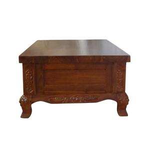 Mesa de Centro Clásica para Sala de Estar, Mesa de Centro de Madera de Teca Tallada a Mano con Cajón, Mesa de Té de Nogal para Sala de Estar y Muebles de Hotel - Product Image 4
