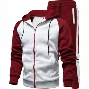 Ensemble survêtement sport en molleton respirant en coton uni décontracté pour homme avec logo personnalisé, 2 pièces, jogging et sweat-shirt - Product Image 2