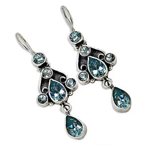 Pendientes de Plata 925 con Topacio Azul para Mujer, Idea de Regalo Elegante - Product Image 1