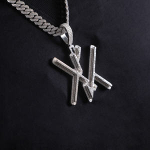KK estética Moissanite diamante 925 colgante de plata esterlina letras personalizadas Iced Hip Hop estilo Funky cuerpo joyería para regalos - Product Image 5