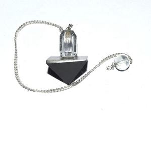 Get the Best Black and Crystal Quartz 2pcs Pyramid Pendulum | Black and Crystal Quartz Pyramid Pendulum - Product Image 1