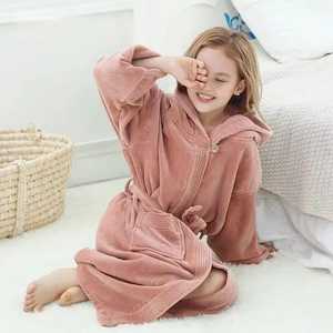 เสื้อคลุมอาบน้ำแบบมีฮู้ดสำหรับเด็กชุดยาวผ้าฝ้ายเนื้อนุ่มซึมซับดีสุดหรูสำหรับเด็กวัยหัดเดินและเด็ก - Product Image 1