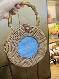 Precio al por mayor mejor calidad con bolsa de ratán con bolsas de diseñador de tela de algodón con asa de bambú del mejor proveedor - Product Image 3