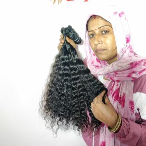 100% vendeur vierge pas cher couleur noire tissage machine bouclée double trame faisceau naturel temple indien Extensions de cheveux humains - Product Image 5