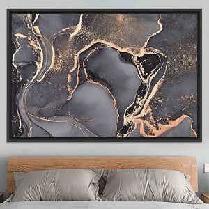 Toile imprimée avec motif moderne en vitrail – Décoration murale élégante, toile encadrée noire - Product Image 1