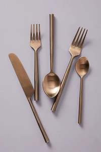 Luxury Modern <b>Gold</b> Plated Stainless Steel <b>Cutlery</b> <b>Set</b> Flatware Sustainable Durable Knife Fork Spoon <b>Set</b> Party - Product Image 3