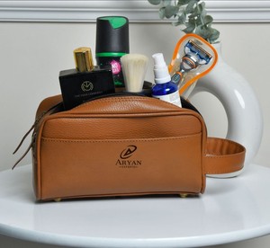 Kit Dopp de Cuero Personalizado, Bolsas Desgastadas de Cuero de Grano Completo, Kits de Viaje para Hombres, Neceser de Cuero Genuino, Regalo para Novios - Product Image 1