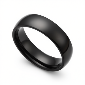 Anillo de boda de acero inoxidable negro de 6 mm, unisex, talla 10, medio tamaño SR14 - Product Image 1