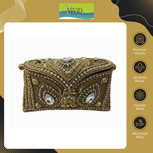 Sac à main de soirée en métal perlé de qualité supérieure - Accessoire de luxe élégant pour femmes avec doublure en soie pour les événements de mariage au prix le plus bas - Product Image 2