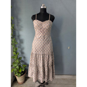 Pur coton robe d'été femmes sans manches Style bohème imprimé fleuri main bloc imprimé léger robe florale robe indienne - Product Image 1