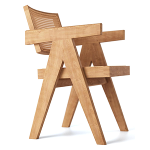 Elegante silla moderna de madera con respaldo de ratán para una decoración elegante del hogar o la oficina - Product Image 3