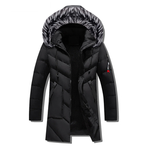 Manteau d'hiver pour hommes Nouveau Parkas décontracté pour hommes Veste à capuche simple de couleur unie Vêtements - Product Image 1
