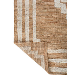 Alfombras de Yute y Cáñamo Anudadas a Mano con Patrón Geométrico Beige y Marrón de Nomadic Threads para Uso Doméstico-Pkjt-123 - Product Image 5