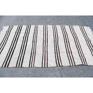 Alfombra Turca de 4.2x8 pies, Alfombra Vintage, Alfombra de Lana con Diseño de Camuflaje Blanco - Product Image 3