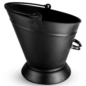 Cubo de carbón de hierro alto y delgado para espacios de chimenea compactos con acabado antiguo y mango de metal arqueado resistente - Product Image 1