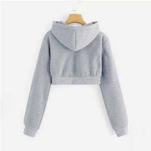 Venta al por mayor logotipo personalizado mujer recortada sudaderas con capucha mujeres algodón Crop Top Sudadera con capucha más vendidos de talla grande diseño OEM - Product Image 3