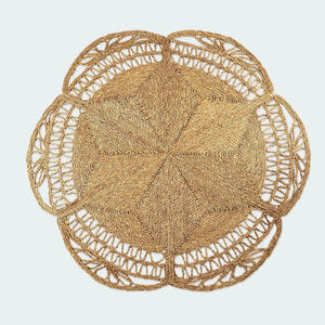 Handwoven Natural Jute <b>Round</b> <b>Rug</b> with Lace Edge Boho Braided Area Mat <b>for</b> <b>Living</b> <b>Room</b> Bedroom Dining <b>Room</b> Decor - Product Image 1