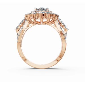 Anillo de Diamante Cultivado en Laboratorio con Halo Ovalado Real de Cleopatra en Oro Amarillo, Rosa y Blanco de 9k, 14k y 18k, Joyería Elegante de Diseño para Mujer - Product Image 4
