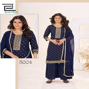 Truyền thống thêu kurti thiết lập với sharara 14kg Rayon vải, thoải mái phù hợp với phong cách dupatta cho hàng ngày & bên mặc - Product Image 6