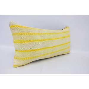 Wool Ikat Patchwork <b>Pillow</b> 12x24 Yellow Vintage Pattern Woven Accent <b>Pillow</b> for Living Room Bedding Portable <b>Christmas</b> Decor - Product Image 3