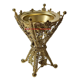 Luxurious Gold Plated Metal Incense Burner Ornate Arabic Style Bakhoor Holder For Home Decor & <b>Aroma</b> <b>Diffusion</b> Low Price - Product Image 1