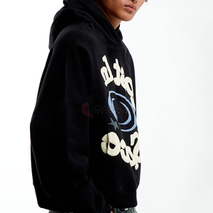 Venta al por mayor de Sudadera con capucha de gran tamaño Hombres de peso pesado Logotipo personalizado Cropped Boxy Fit Streetwear Pullover - Product Image 3