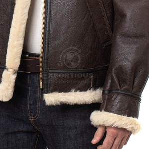 Veste en cuir et fourrure pour homme respirante à prix raisonnable, utilisation en extérieur, logo frontal personnalisable, veste en cuir et fourrure - Product Image 6