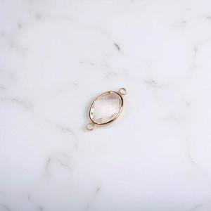 Double Bail Oval Clear <b>Quartz</b> Gemstone Charm Connector - 925 Silver Bezel Charms - Wholesale DIY Connector Making <b>Bracelet</b> - Product Image 1