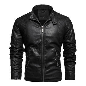 Blouson de moto brodé en cuir PU avec fermeture éclair Blouson d'aviateur imperméable pour hommes personnalisé - Product Image 5