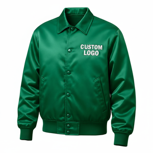 Chaqueta personalizable de satén con letras Chaqueta brillante estilo universitario con parches de equipo - Product Image 1