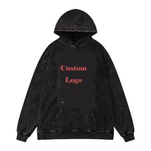 100% coton surdimensionné soleil délavé à l'acide sweat à capuche streetwear bases coton mélangé Vintage lavage à l'acide sweat à capuche pour hommes - Product Image 2