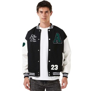 Envío Directo chaqueta de béisbol de lana Unisex chaqueta universitaria bordada de chenilla hombres letras parche chaqueta de béisbol suelta Unisex - Product Image 6
