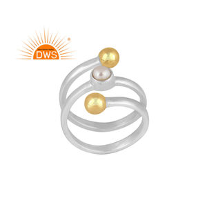 Anillo en espiral de perlas naturales de plata de ley fina de última tendencia, joyería personalizada para mujer, regalo para su delicada colección - Product Image 1