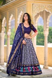 Última colección Ropa festiva étnica para mujer Moda Heavy Butter Silk Navratri Lehenga Choli Espejo Trabajo Algodón al por mayor - Product Image 4