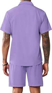 Ensemble de sport décontracté d'été confortable pour homme – Polo à quart de zip et short respirant en maille anti-plis à taille élastique - Product Image 4