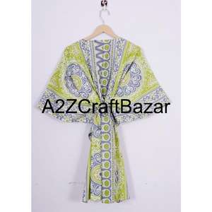 100 % Pure Cotton <b>Short</b> Kaftan <b>Dress</b> Women Bohemian <b>Floral</b> Beach Cover Summer Casual Lightweight Washable Spring Comfort - Product Image 5