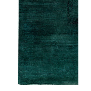 Tapis Aprezo vert en laine et soie noué à la main Ebsh-1474(OD) motif puzzle abstrait pour la maison, le salon, le couloir, la voiture, fait main - Product Image 4