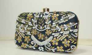 Cadre en laiton de haute qualité personnalisé Party Wear Embrayage Sac de soirée de forme ovale avec broderie à la main lourde - Product Image 3