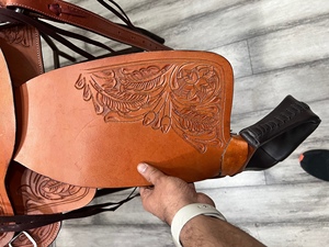 Selle de cheval occidentale en cuir indien Tan de haute qualité taille personnalisable avec arbre en plastique disponible en gros - Product Image 4