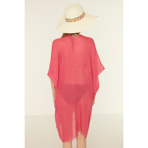 Bohemian Fringed <b>Beach</b> Pareo V-Neck <b>Linen</b>-Feel Swimwear <b>Cover</b>-<b>up</b> Sarong Summer Durable Cotton Feel Premium Hand-rolled Edges - Product Image 3