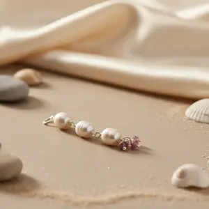 จี้และเครื่องประดับเงินแท้สำหรับผู้หญิง ประดับมุกและทัวร์มาลีนสีชมพู ของขวัญที่สมบูรณ์แบบ - Product Image 2