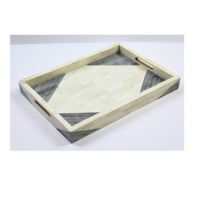 Best Serving Tray Highly Design Look Custom Design Finishing Available Mother Pearl <b>Decor</b> Rectangle Shape Checkered Theme Modern - Product Image 1
