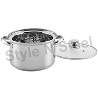 Hochwertiges Edelstahl-Frittierpfannen-Set, 2-teilig, mit Dampfgarer und Bakelit-Griff, Gas- und Induktionsgeeignet