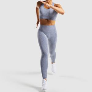 Diseño personalizado entrenamiento Fitness ropa de gimnasio para mujeres adultos conjuntos de gimnasio de cintura alta 100% algodón sin costuras con patrón sólido sublimado - Product Image 2