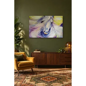 Fida White Horse Head with Pastel Colored Mane <b>Canvas</b> Print - Product Image 5