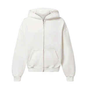 Sweat à capuche zippé pour hommes Sweat à capuche zippé vierge en coton court surdimensionné en polaire Sweat à capuche zippé lourd - Product Image 2