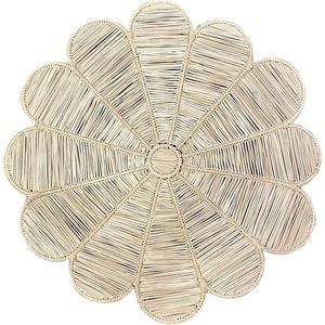 Set de dessous-de-plat et assiettes de présentation en rotin festonné floral tressé à la main, fabriqué en Inde, pour table à manger - Product Image 6