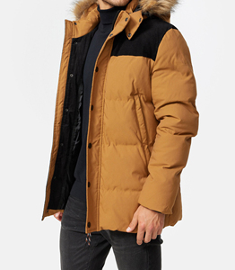 Wholesale High Street Canvas Puffer <b>Jackets</b> New Fashion Windproof Hooded Winter Unisex <b>Jackets</b> Front Logo Cotton <b>Lined</b> - Product Image 2