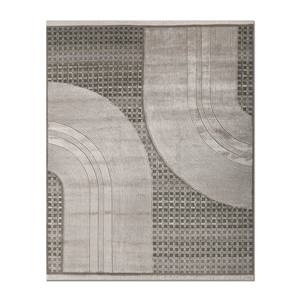 Alfombra Azalea de Lana y Seda de Bambú Anudada a Mano, Color Marfil, 10 mm de Grosor, Diseño Abstracto para el Hogar, Pasillo, Rectangular - Modelo AIWB-13009 - Product Image 1