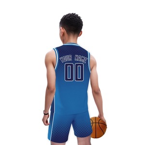 Prix de gros uniforme de basket-ball maillots de basket-ball personnalisés pour enfants garçons filles uniforme de basket-ball de sport vêtements d'équipe bleus - Product Image 3